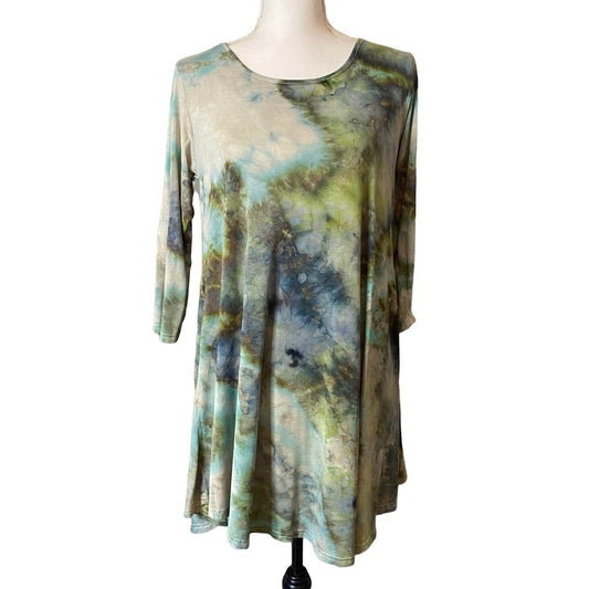 Dyed Flare Dress, 3/4 Sleeve