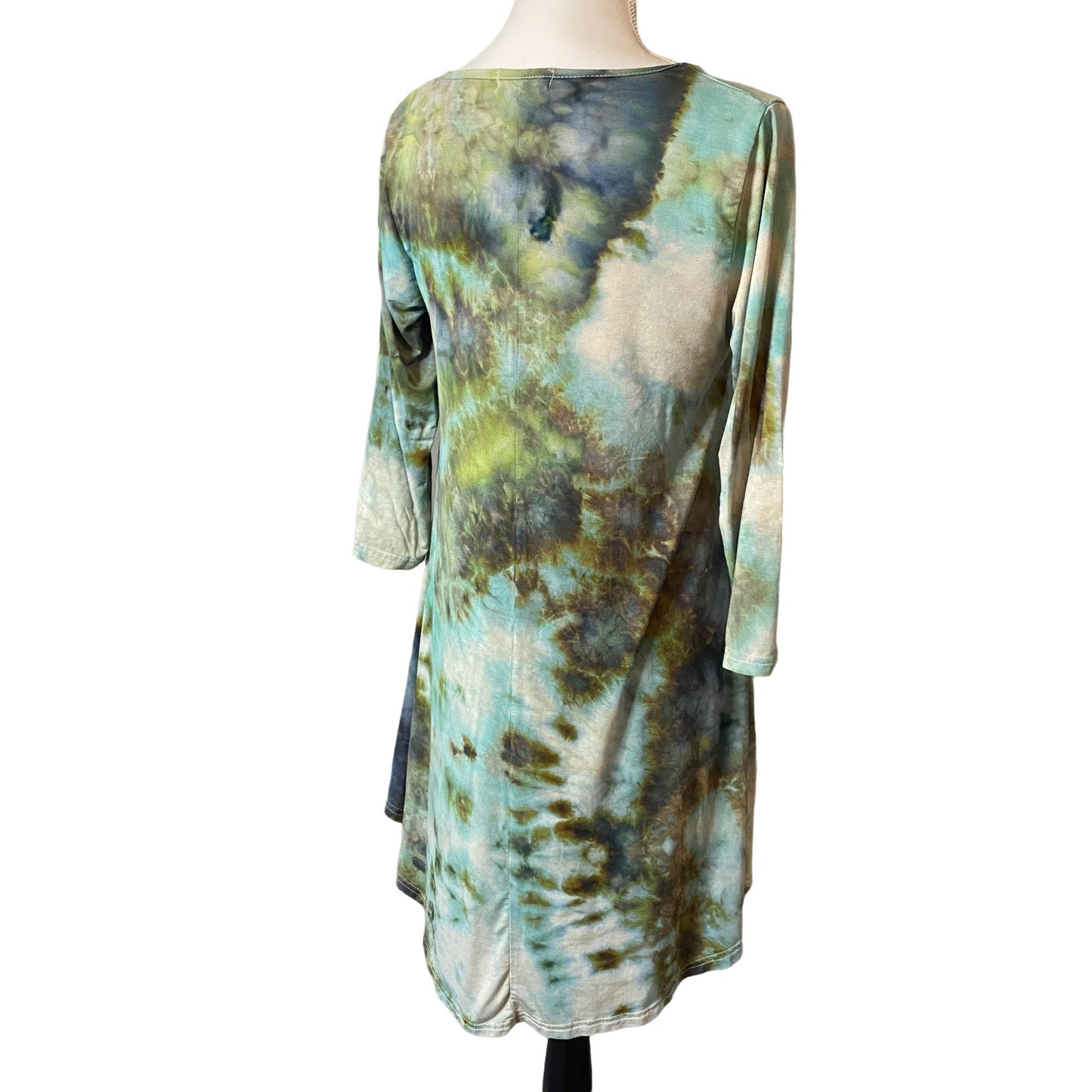 Dyed Flare Dress, 3/4 Sleeve