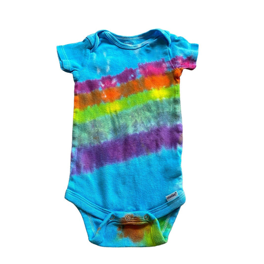 Rainbow Stripe Tie Dye Baby Bodysuit || 12 Months