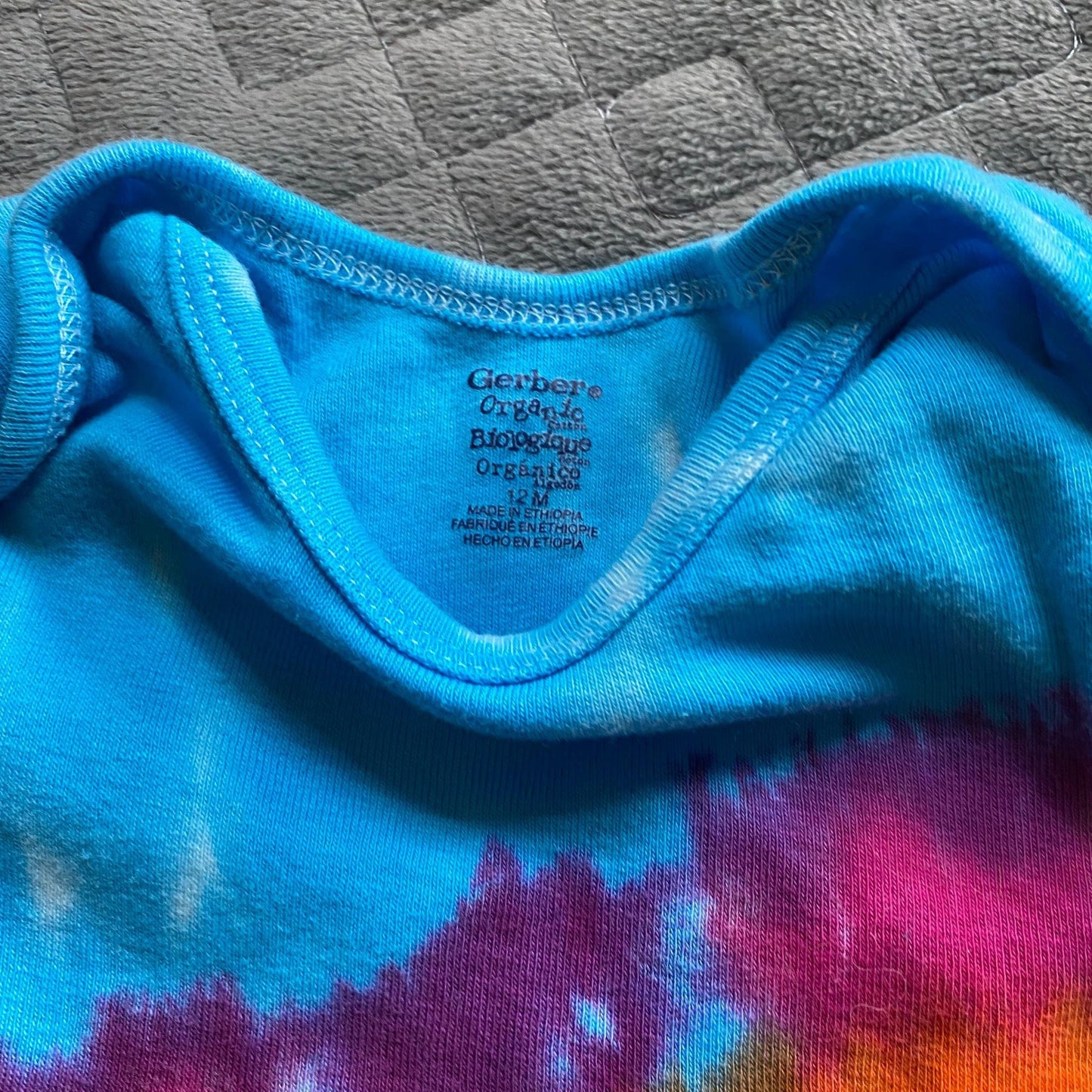 Rainbow Stripe Tie Dye Baby Bodysuit || 12 Months