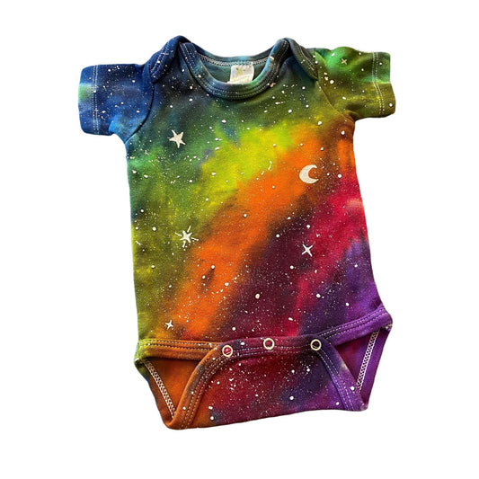 Rainbow Galaxy Dyed Onesie || 0-3 Months