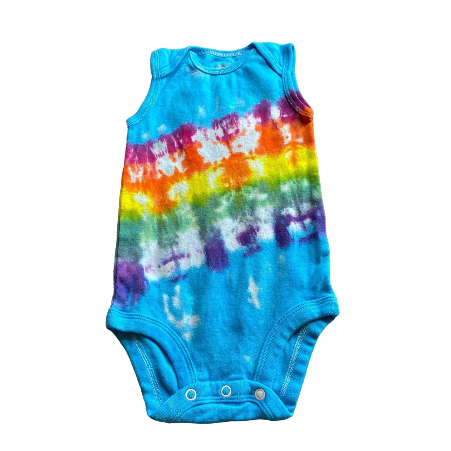 Rainbow Stripe Tie Dye Baby Bodysuit || 9 Months
