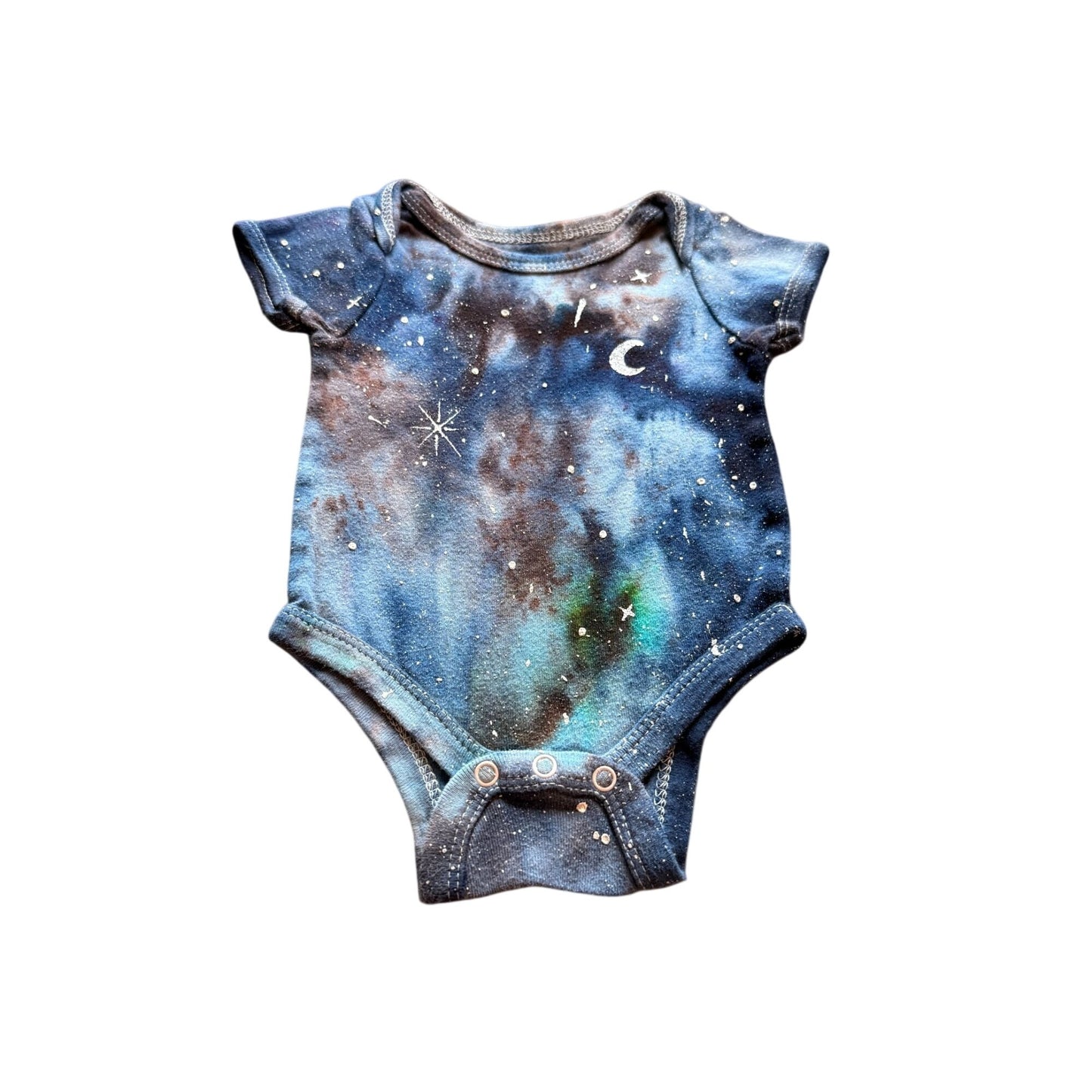 Galaxy Dyed Baby Onesie || 0-3 Months, Upcycled ♻️