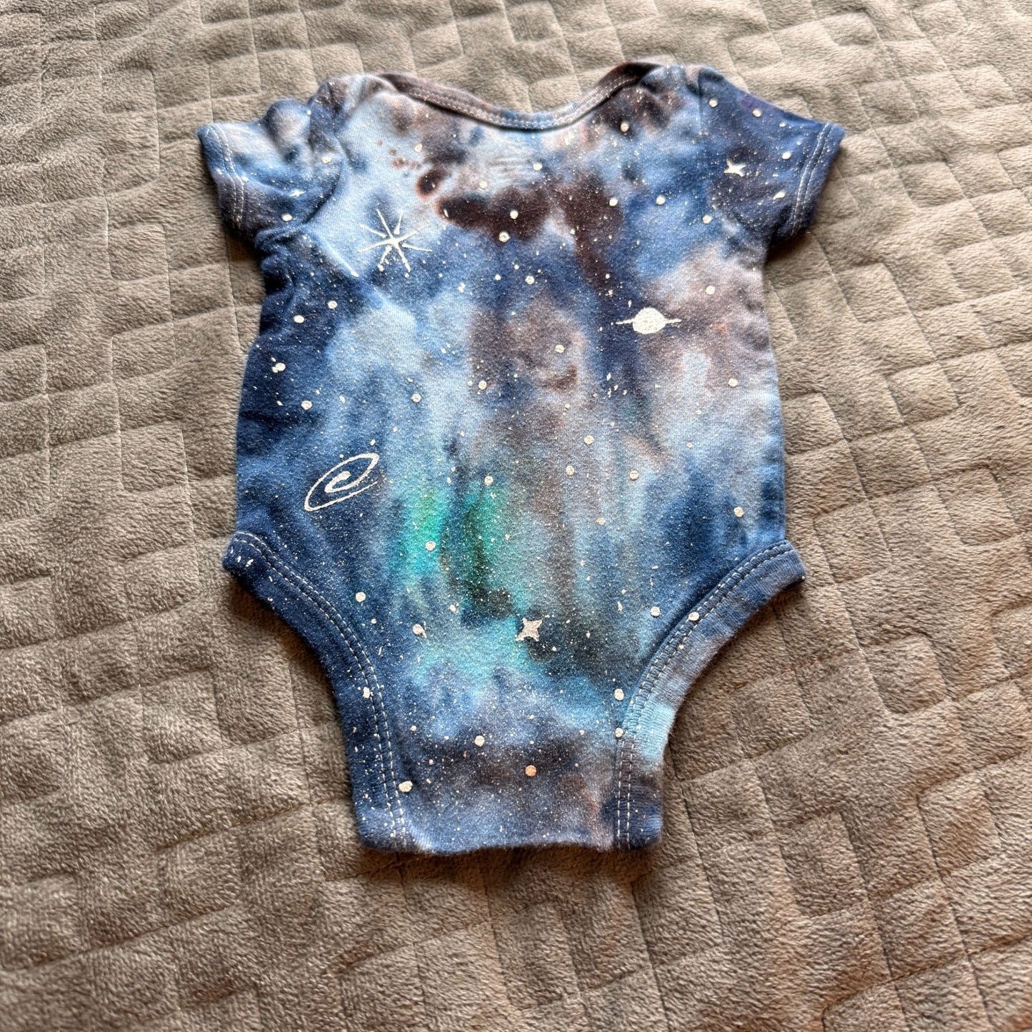 Galaxy Dyed Baby Onesie || 0-3 Months, Upcycled ♻️