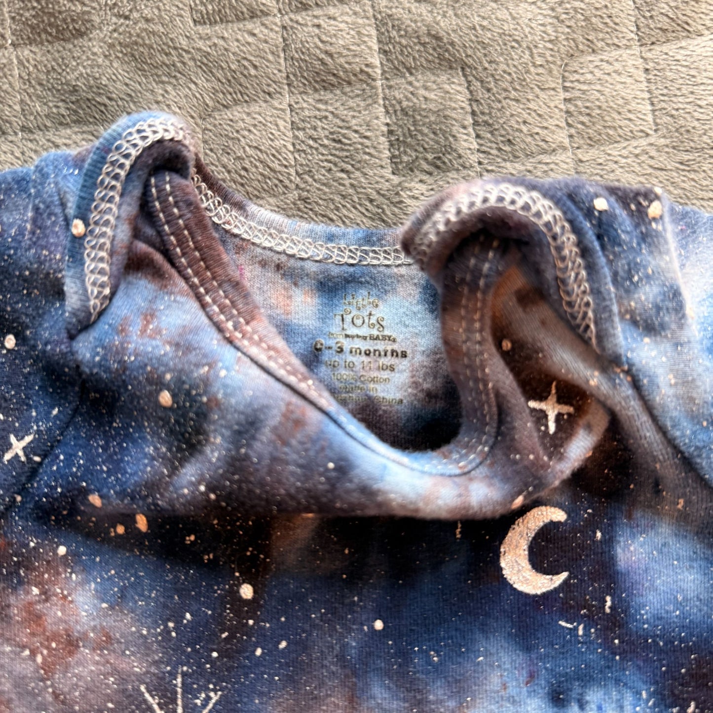 Galaxy Dyed Baby Onesie || 0-3 Months, Upcycled ♻️