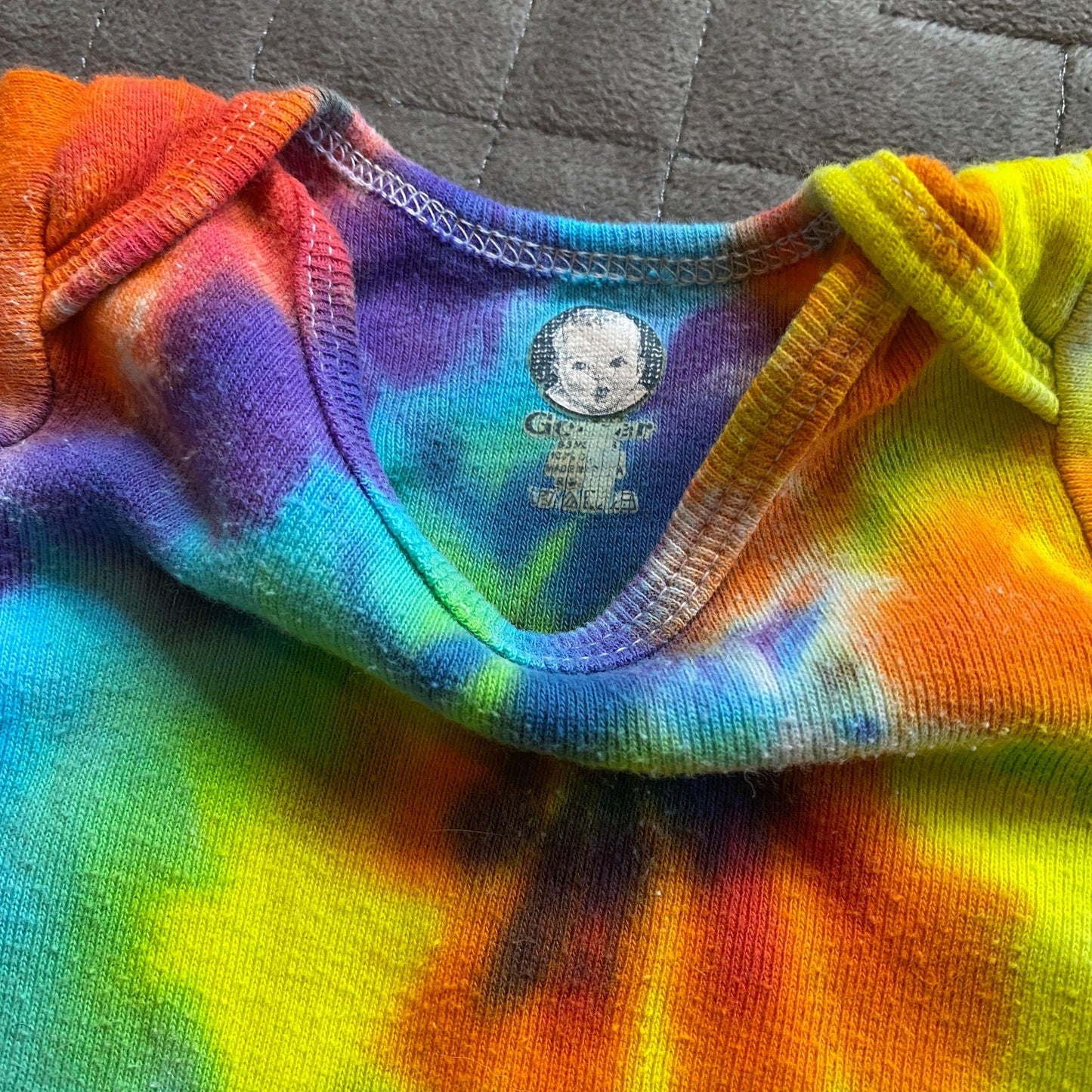 Rainbow Spiral Tie Dye Baby Bodysuit || 0-3 Months, upcycled ♻️