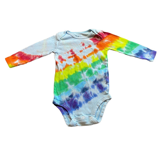 Rainbow Stripe Tie Dye Baby Bodysuit || 9 Months