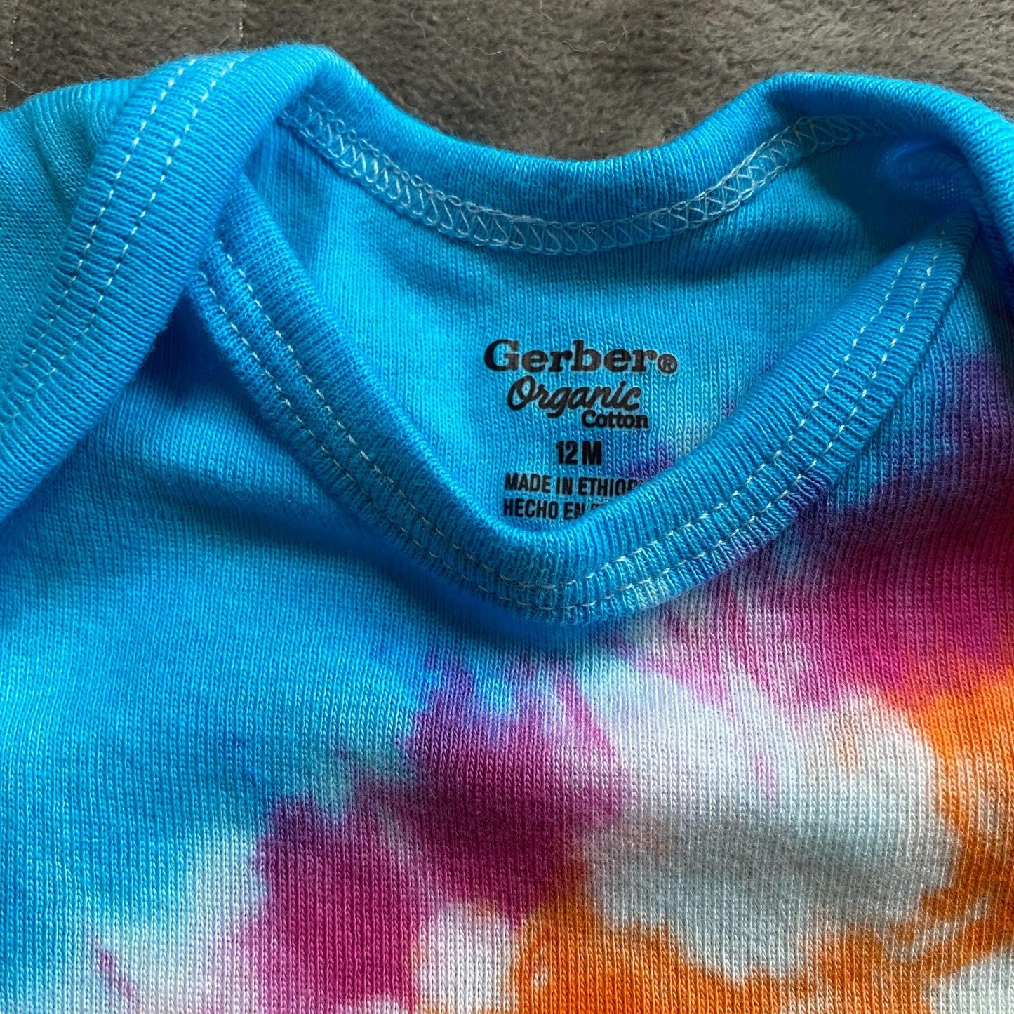 Rainbow Stripe Tie Dye Baby Bodysuit || 12 Months