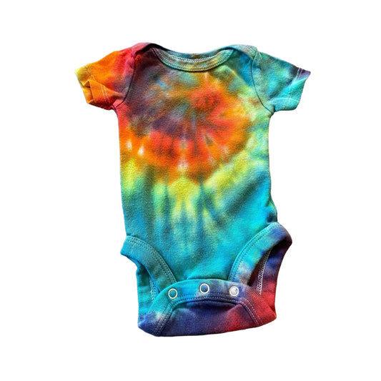 Rainbow Spiral Tie Dyed Bodysuit || Newborn, Upcycled ♻️