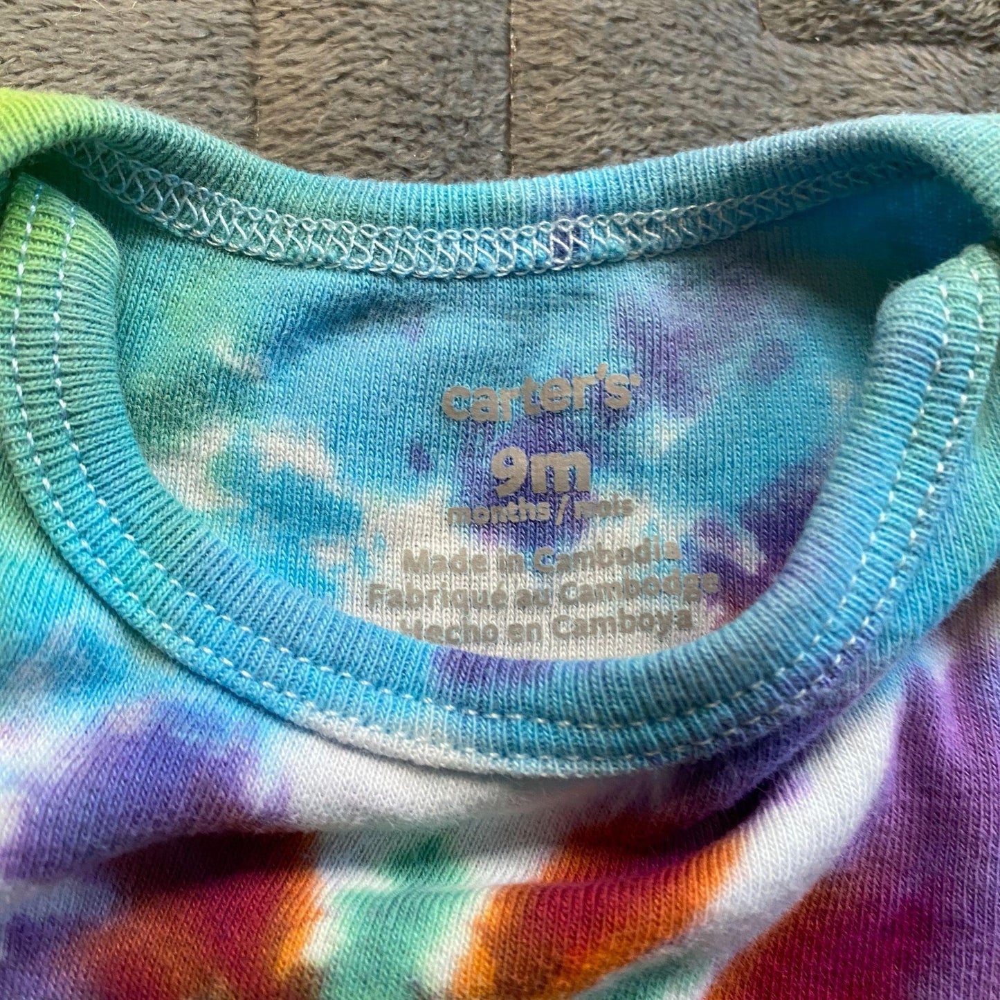 Rainbow Spiral Tie Dye Baby Bodysuit || 9 Months