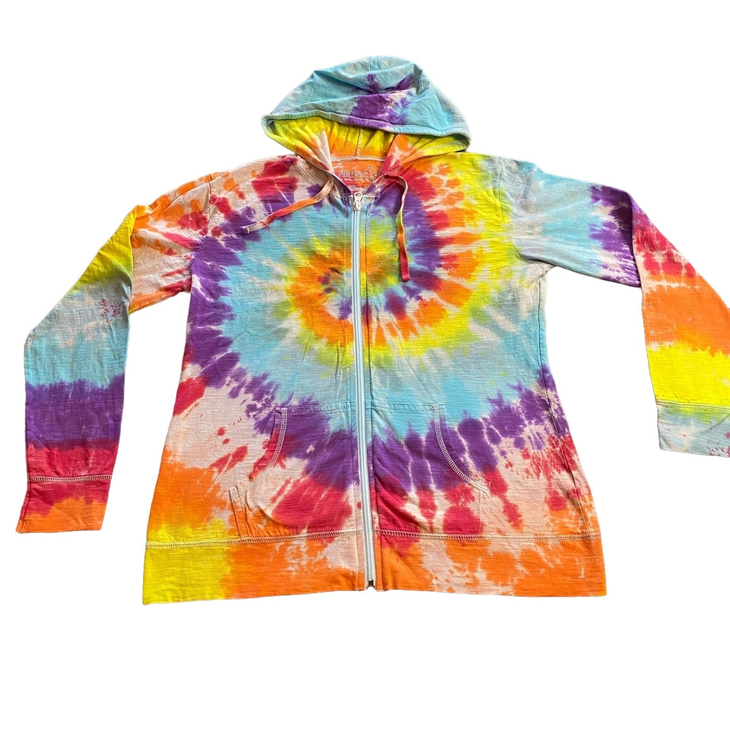 Rainbow Spiral Tie Dye Adult Lightweight Hoodie || M
