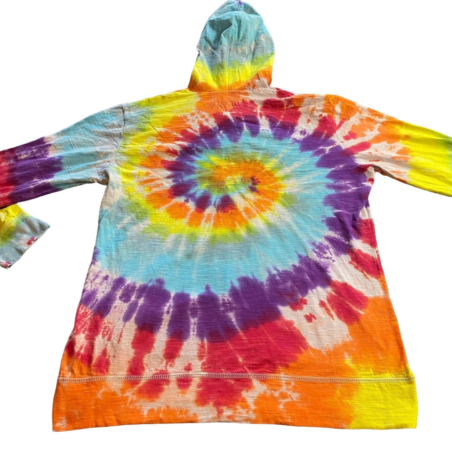 Rainbow Spiral Tie Dye Adult Lightweight Hoodie || M