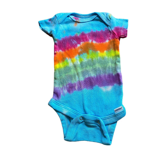 Rainbow Stripe Tie Dye Baby Bodysuit || 0-3 Months