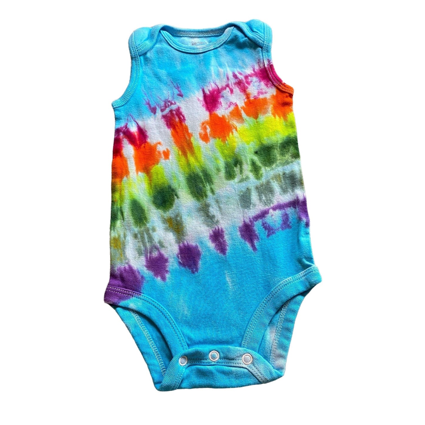 Rainbow Stripe Tie Dye Baby Bodysuit || 9 Months
