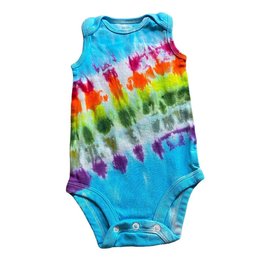 Rainbow Stripe Tie Dye Baby Bodysuit || 9 Months