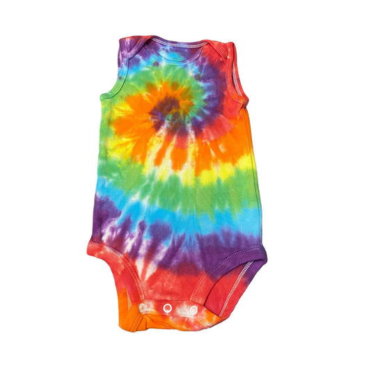 Rainbow Spiral Tie Dye Baby Bodysuit || 9 Months