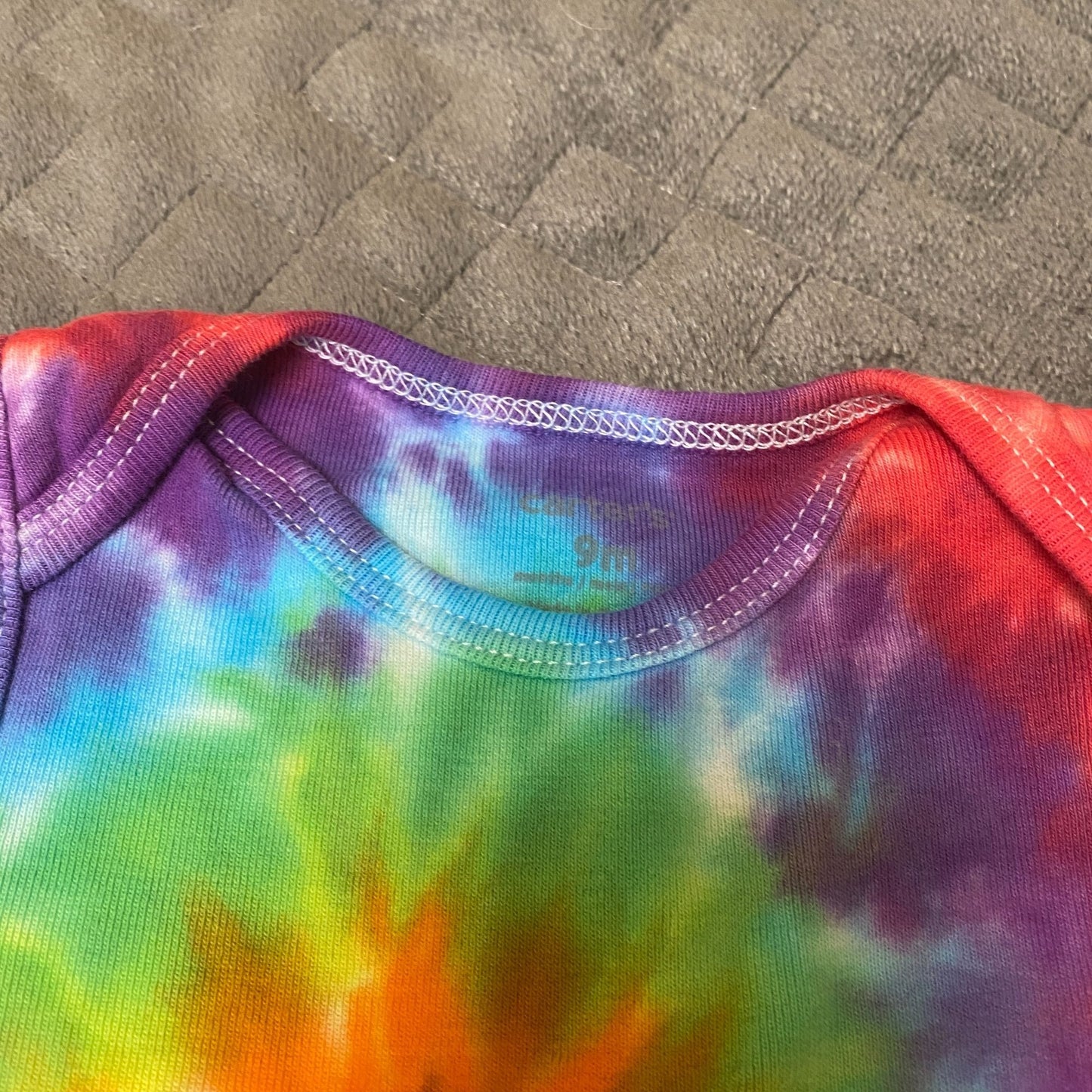 Rainbow Spiral Tie Dye Baby Bodysuit || 9 Months