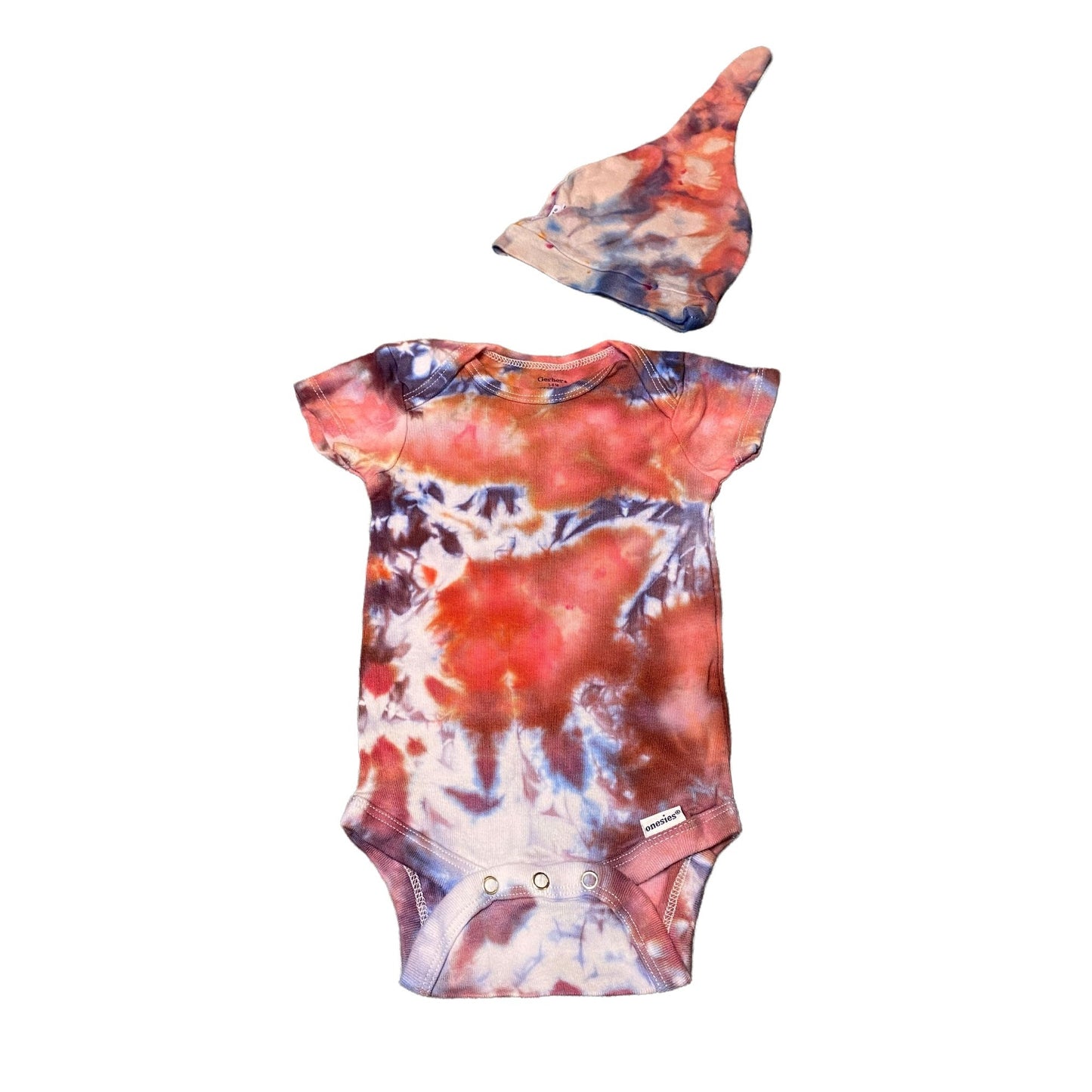 Tie Dye Baby Bodysuit and Hat Bundle || 3-6 Months