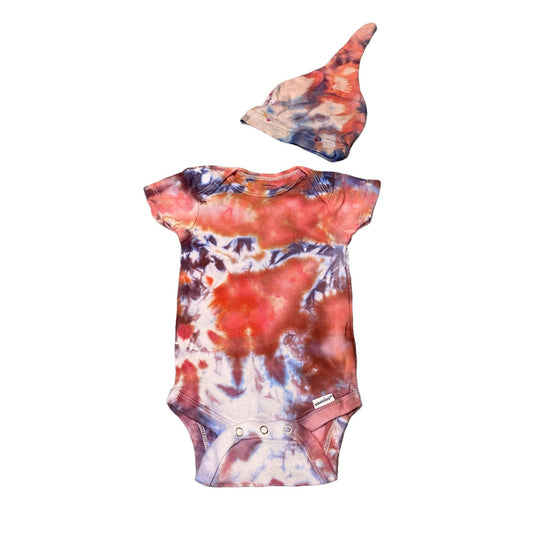 Tie Dye Baby Bodysuit and Hat Bundle || 3-6 Months