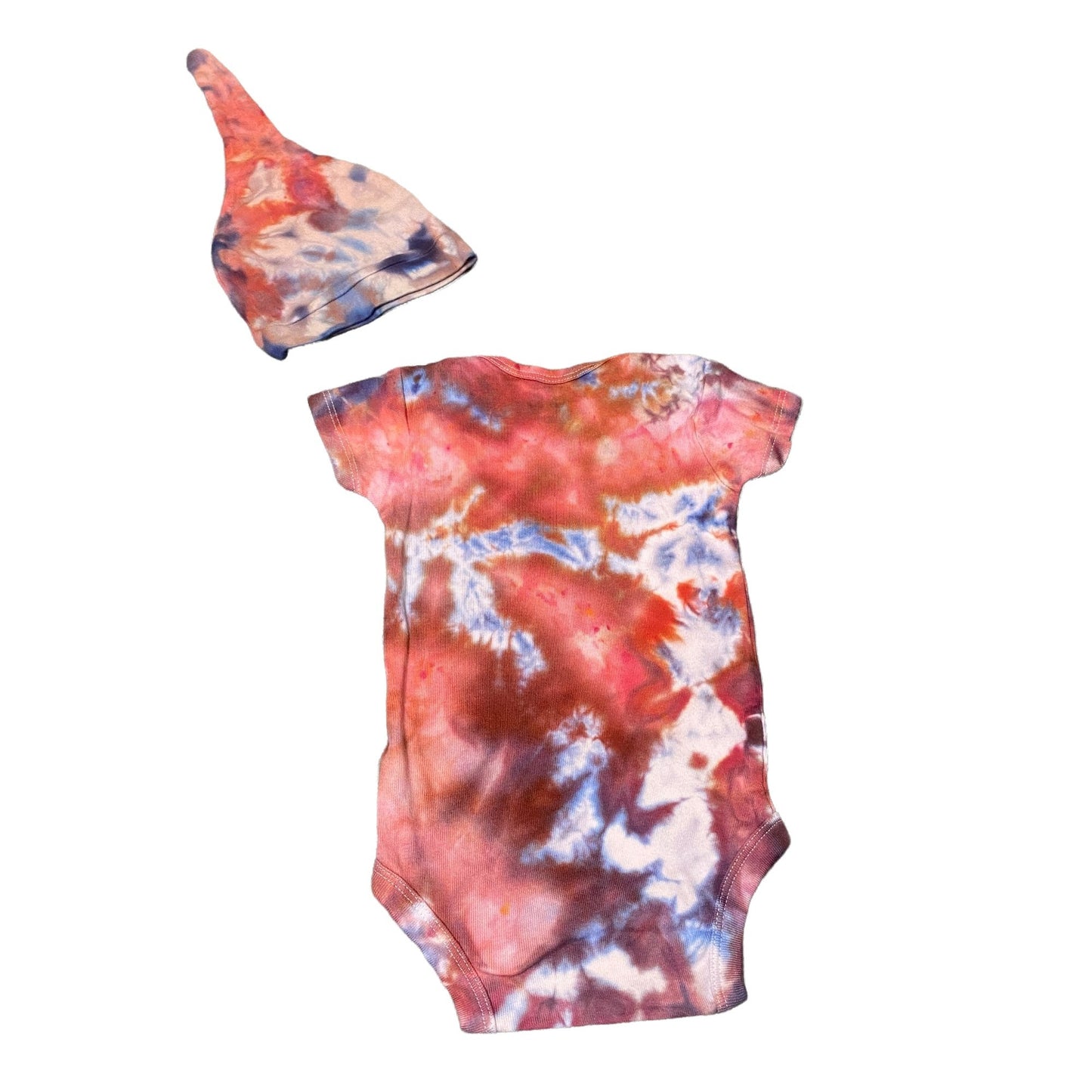 Tie Dye Baby Bodysuit and Hat Bundle || 3-6 Months