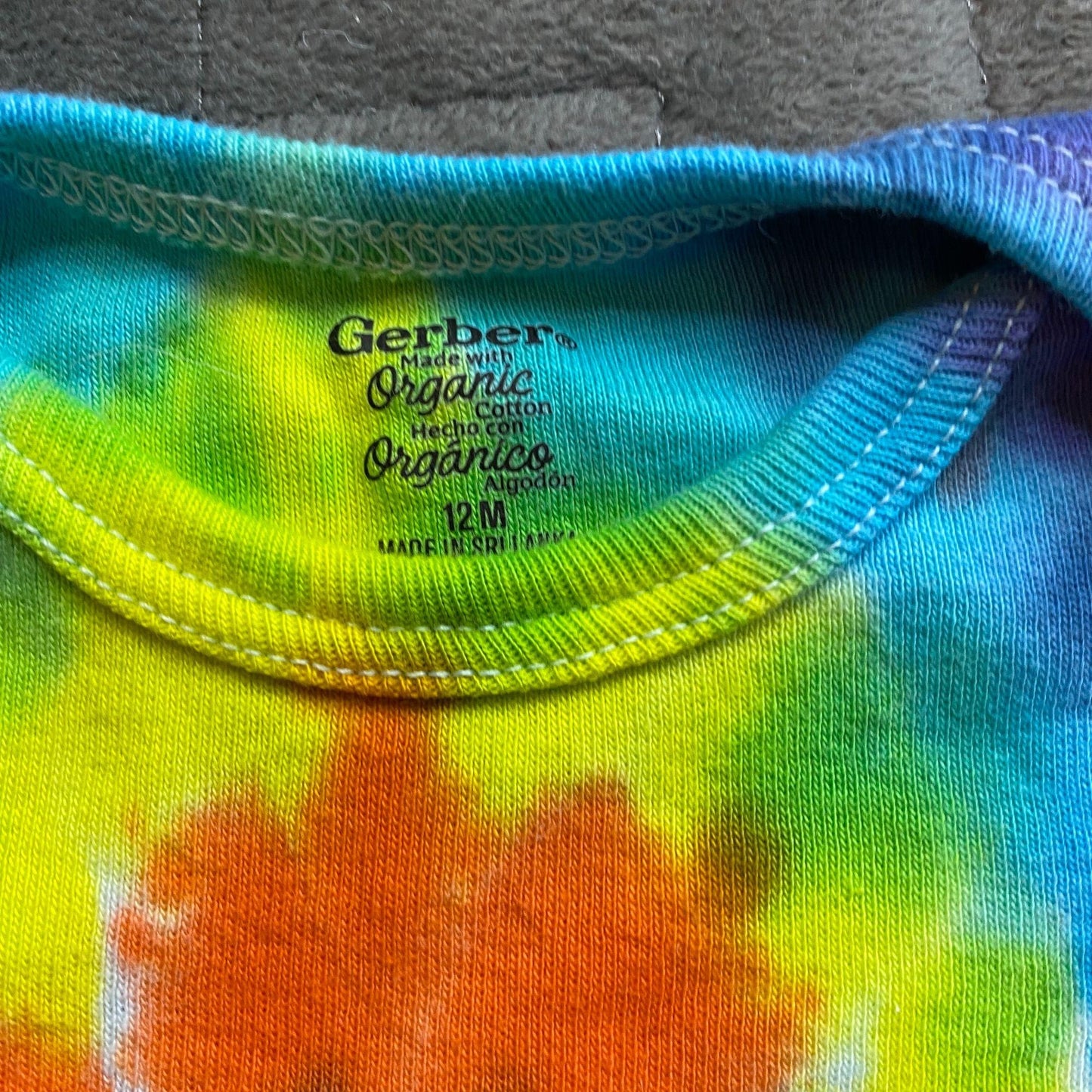 Rainbow Spiral Tie Dye Baby Bodysuit || 12 Months