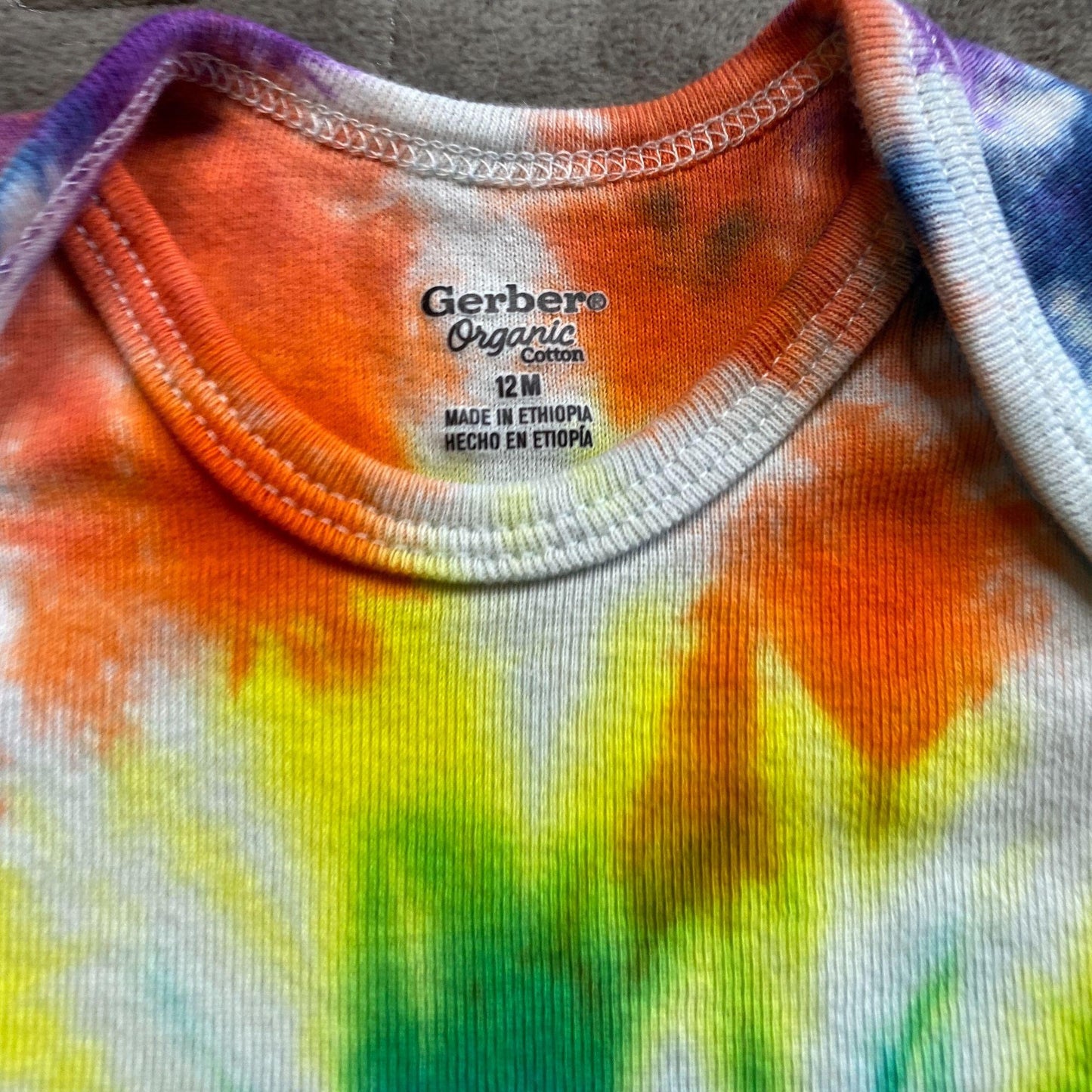 Rainbow Spiral Tie Dye Baby Bodysuit || 12 Months